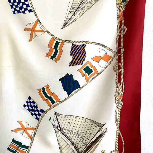 BURBERRY'S SCARF 100% Silk Made in Italy Nautical Sailboat Sailing 34.5"… - Picture 6 of 8